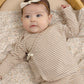 Quincy Mae Wrap Top + Footed Pant Set - Almond Stripe