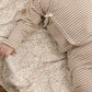 Quincy Mae Wrap Top + Footed Pant Set - Almond Stripe