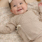 Quincy Mae Wrap Top + Footed Pant Set - Almond Stripe