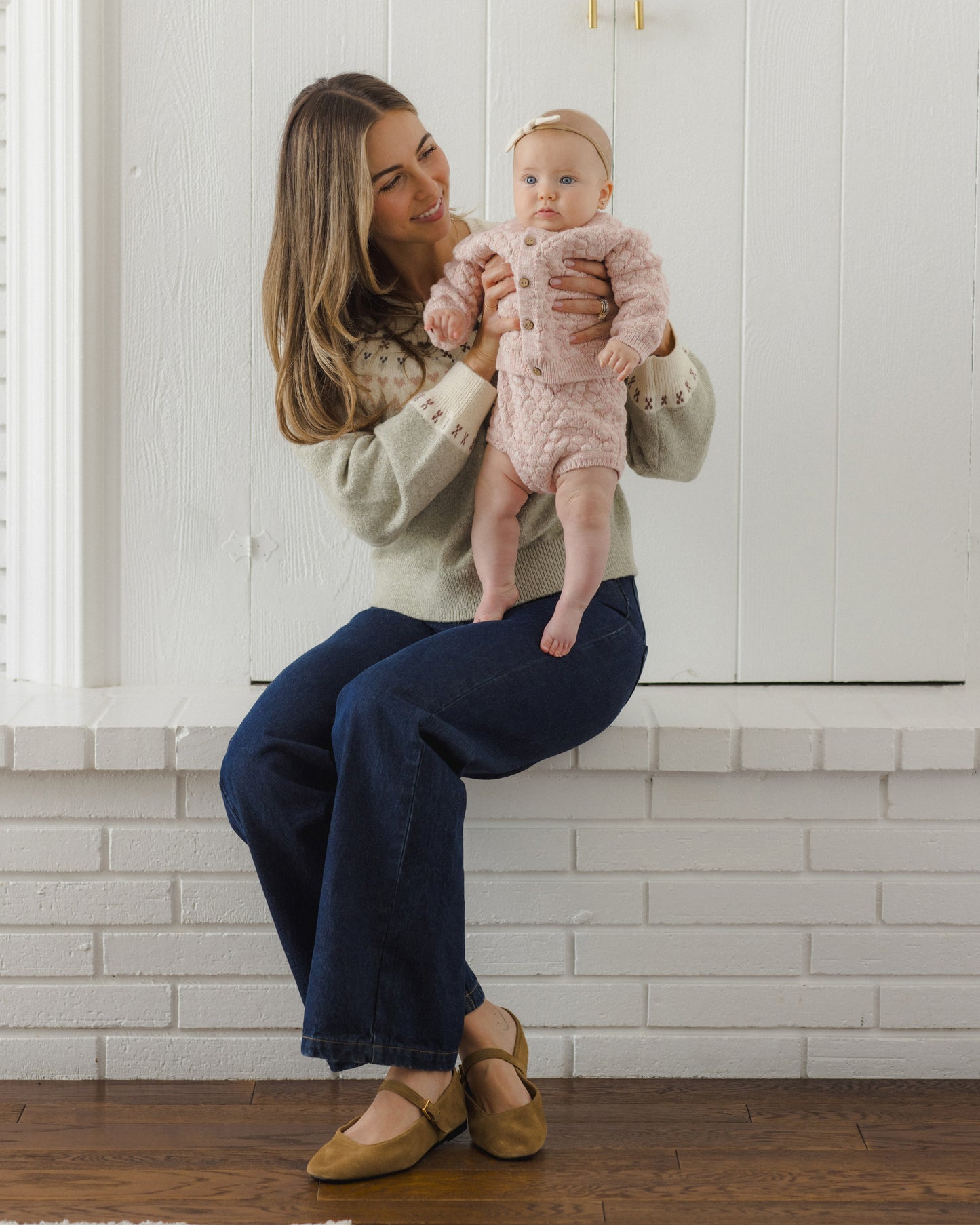 Quincy Mae Bubble Knit Cardigan - Dusty Rose Speckle