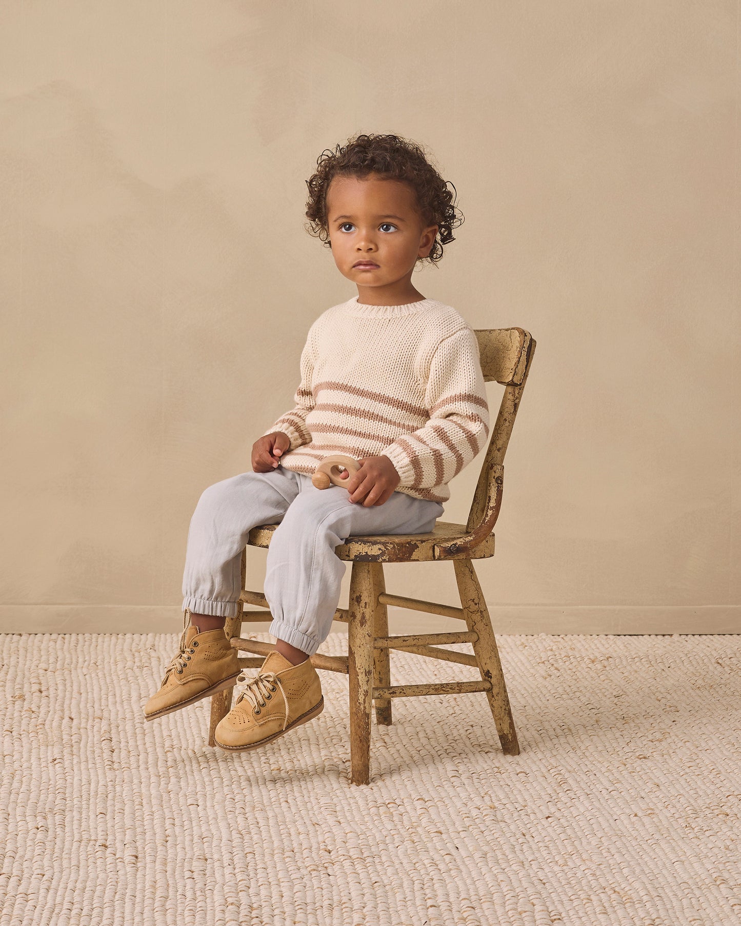 Quincy Mae Rex Sweater - Almond Stripe