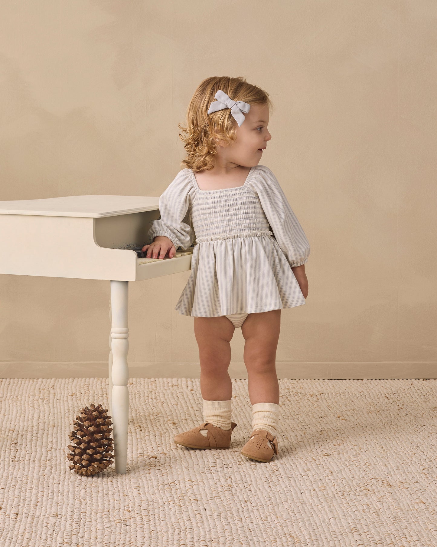 Quincy Mae Lainey Romper - Cloud Stripe