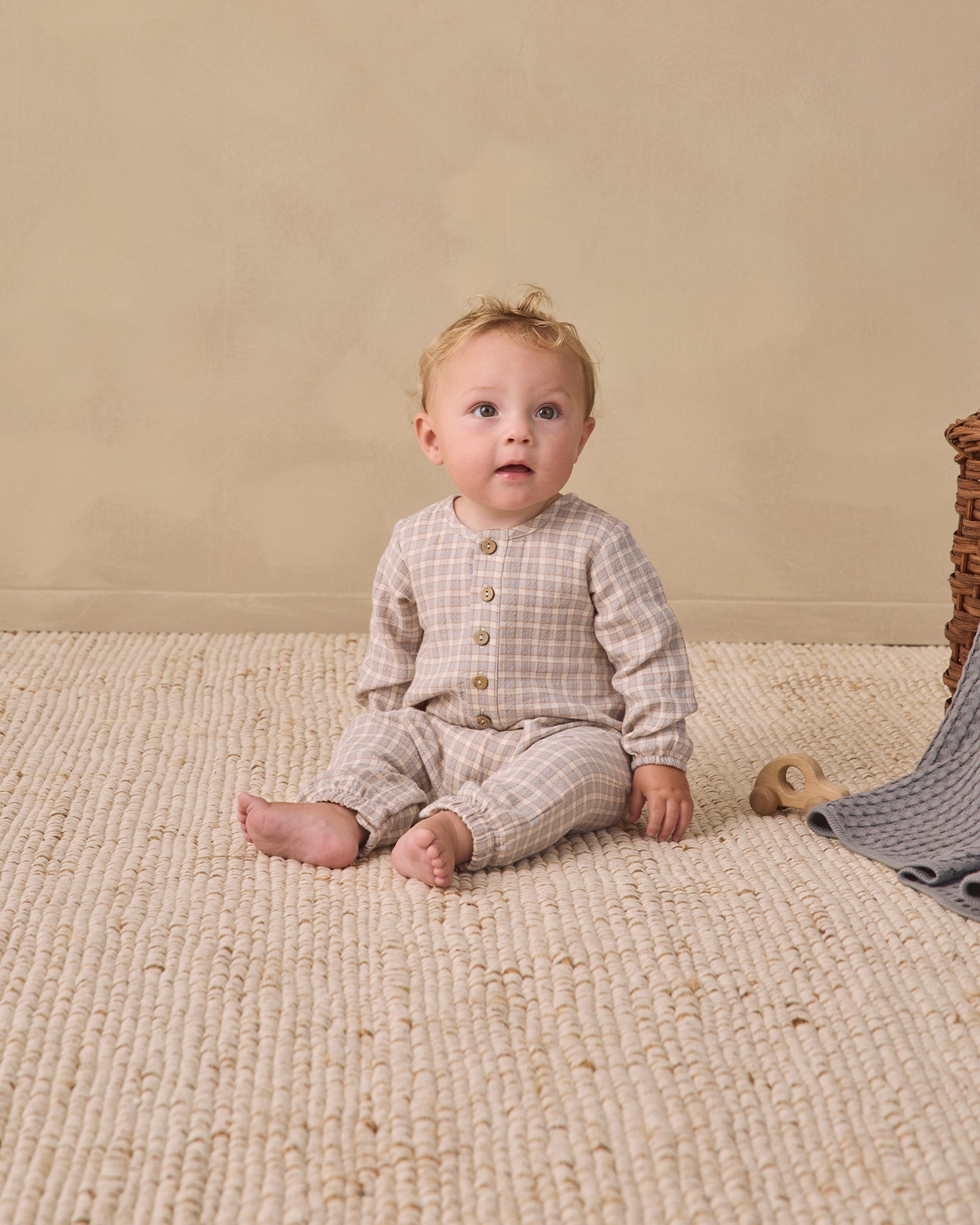 Quincy Mae Woven Jumpsuit - Blue Gingham
