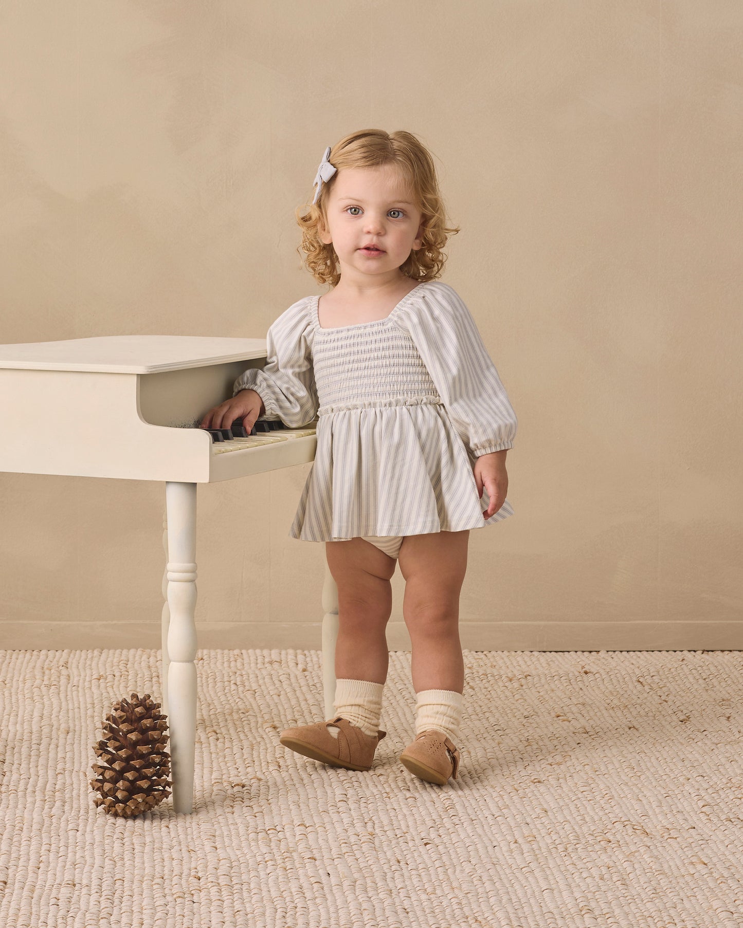 Quincy Mae Lainey Romper - Cloud Stripe