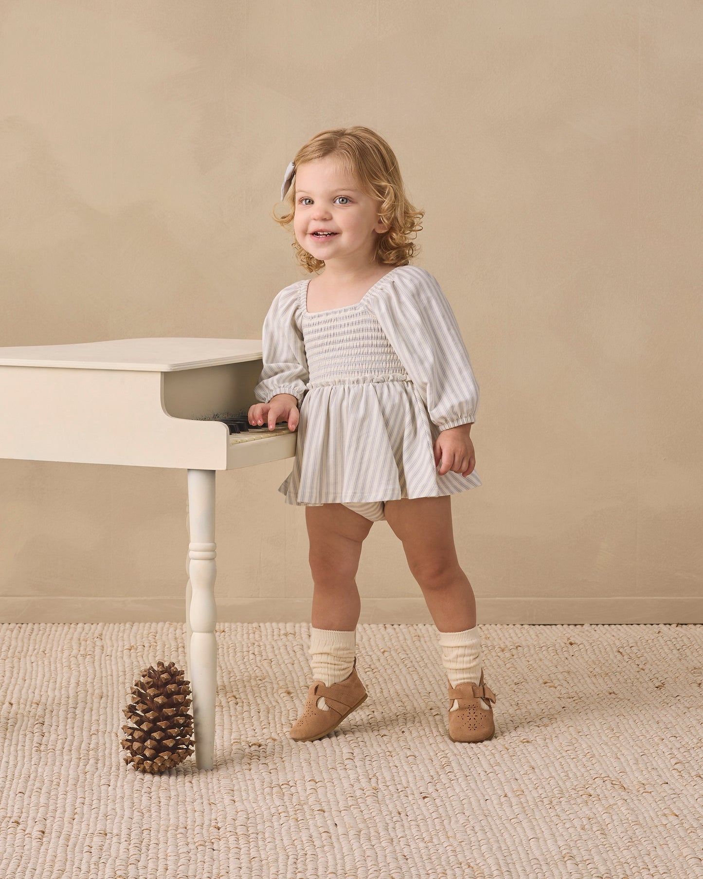 Quincy Mae Lainey Romper - Cloud Stripe