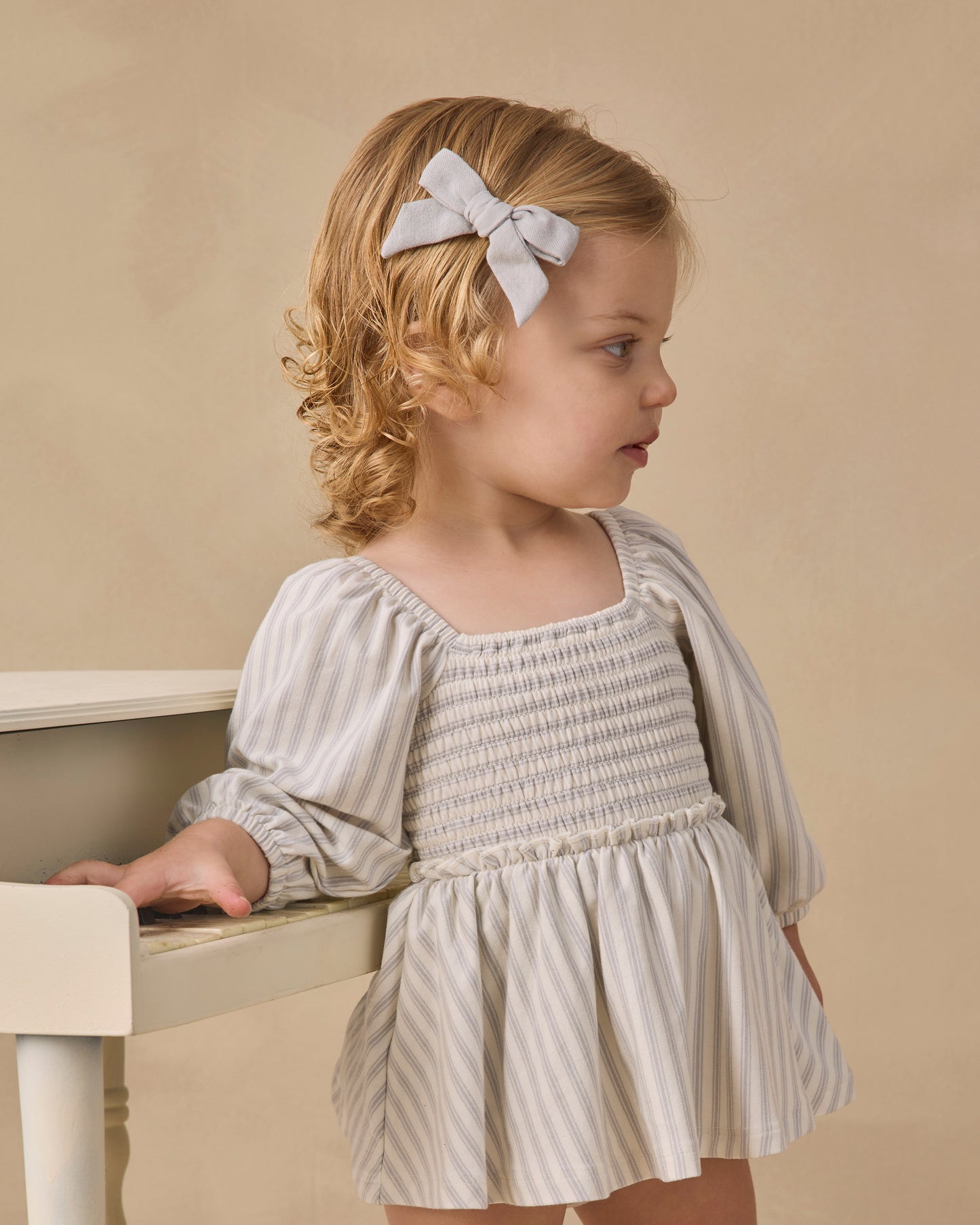 Quincy Mae Lainey Romper - Cloud Stripe