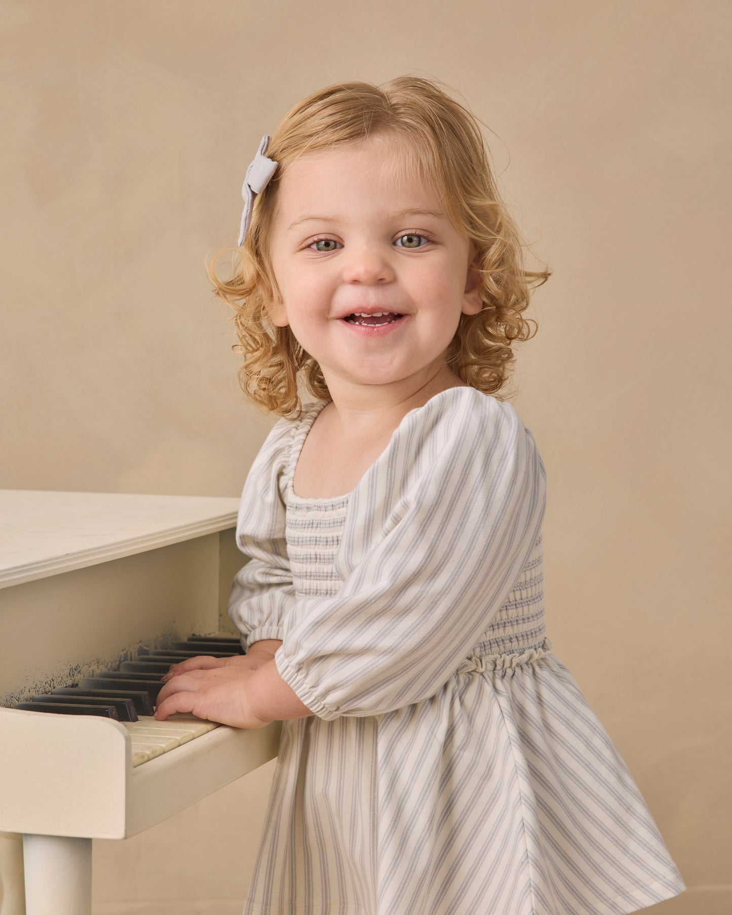 Quincy Mae Lainey Romper - Cloud Stripe