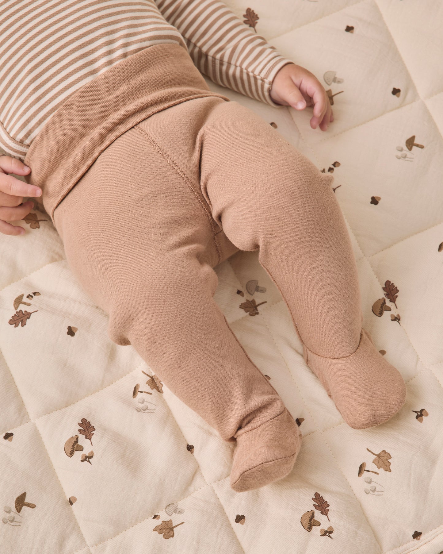 Quincy Mae Side Snap Bodysuit + Pant Set - Almond Stripe