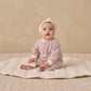 Quincy Mae Ribbed Baby Jumpsuit - Dusty Rose Microstripe