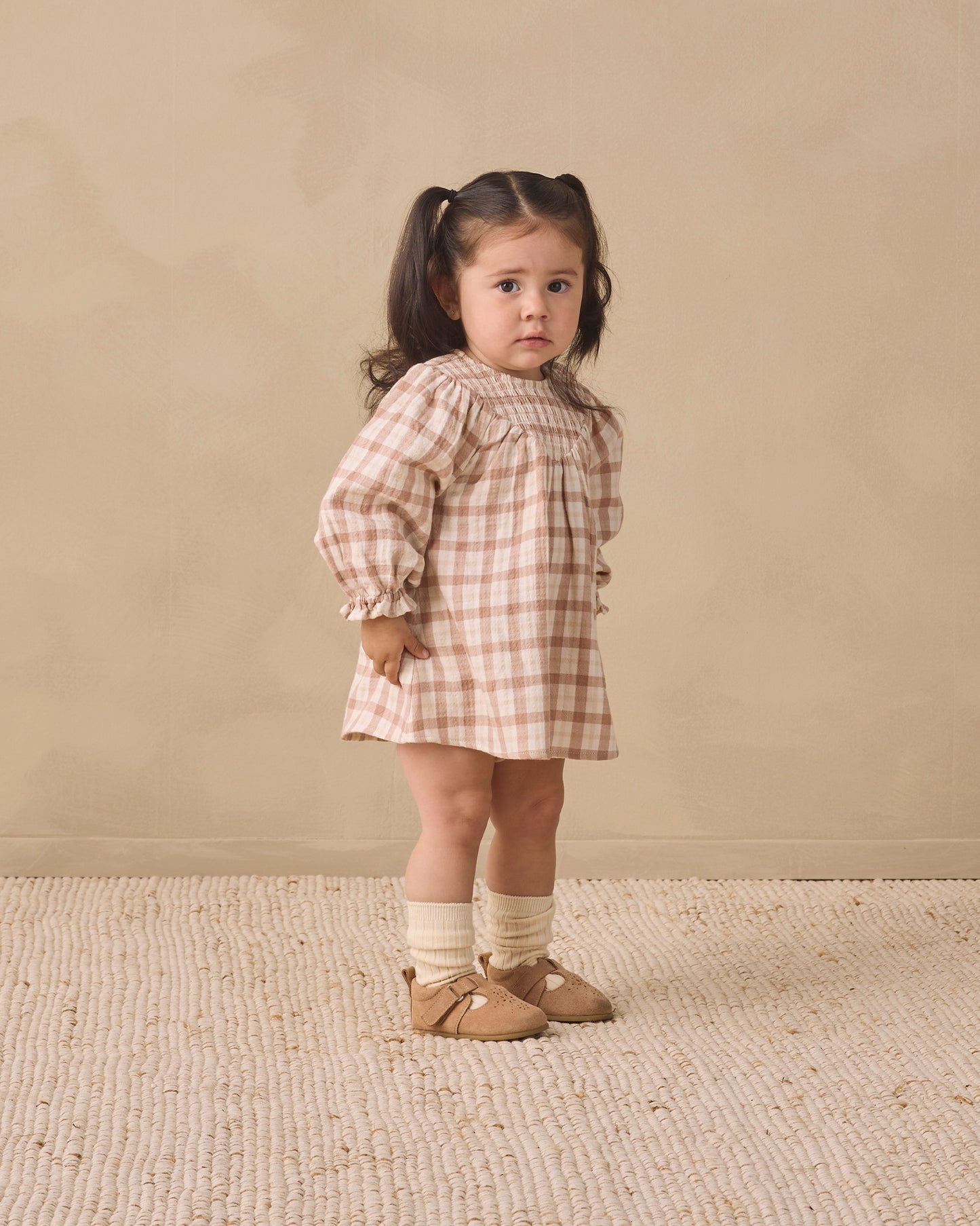 Quincy Mae V Smocked Dress - Rustic Plaid