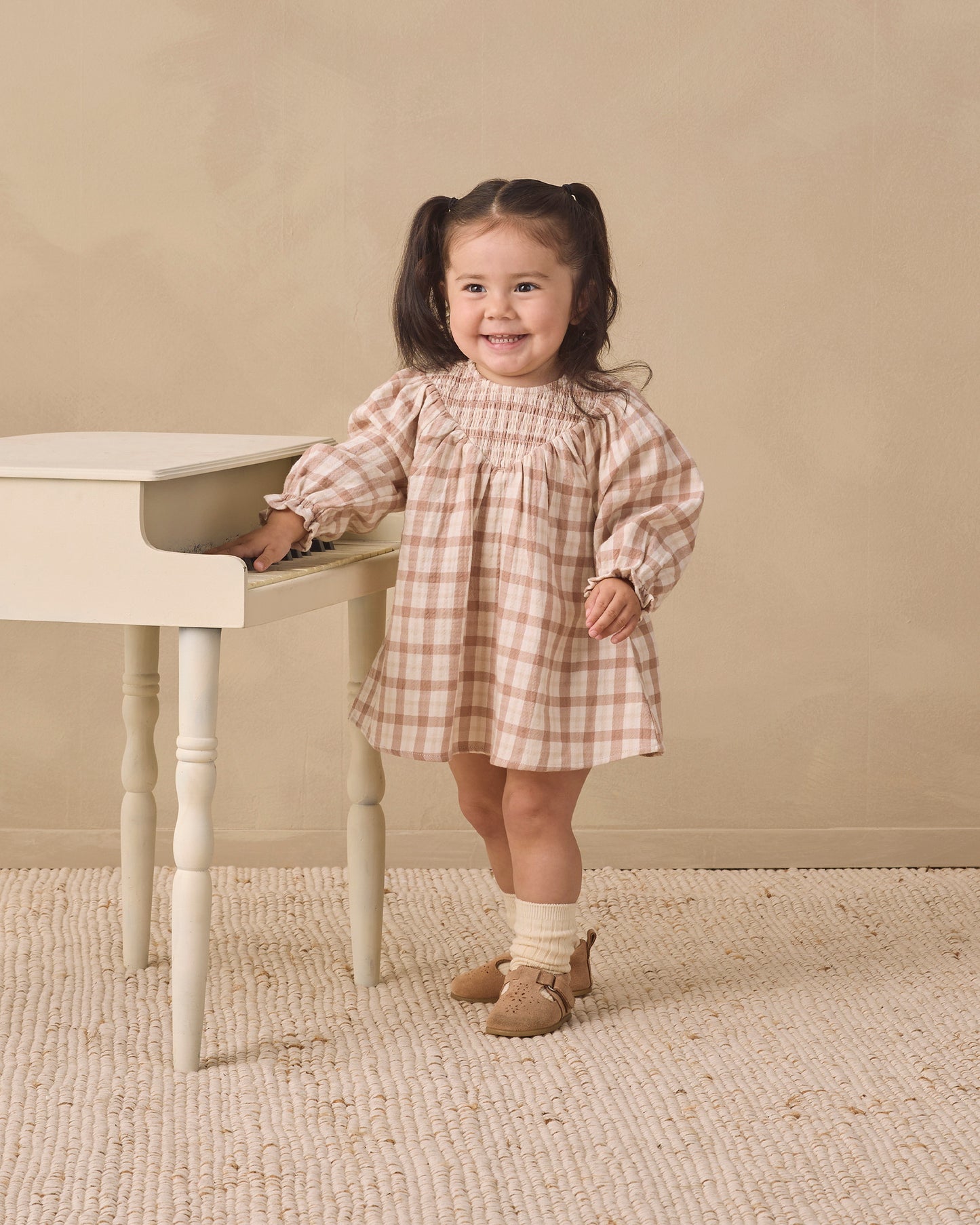 Quincy Mae V Smocked Dress - Rustic Plaid