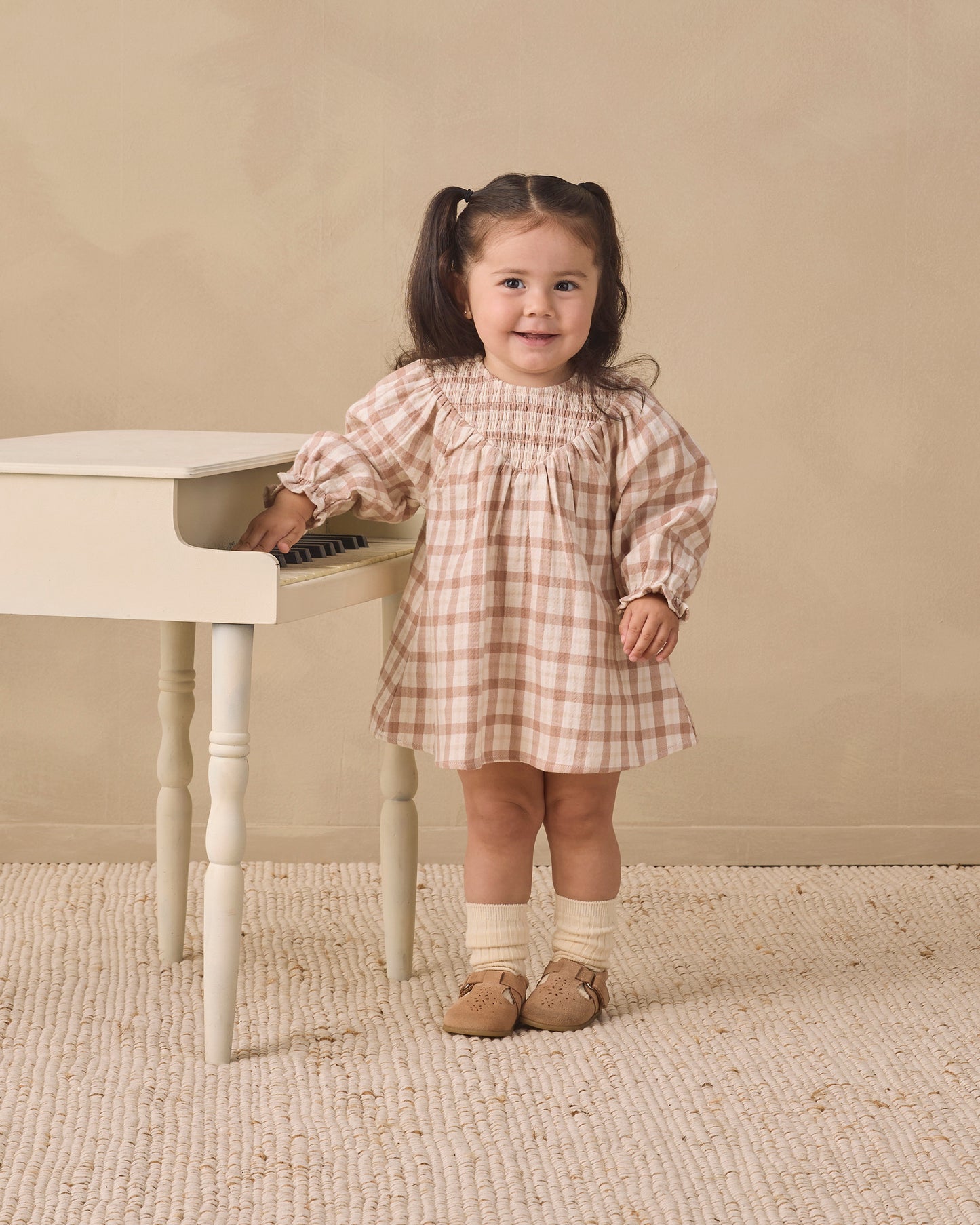 Quincy Mae V Smocked Dress - Rustic Plaid