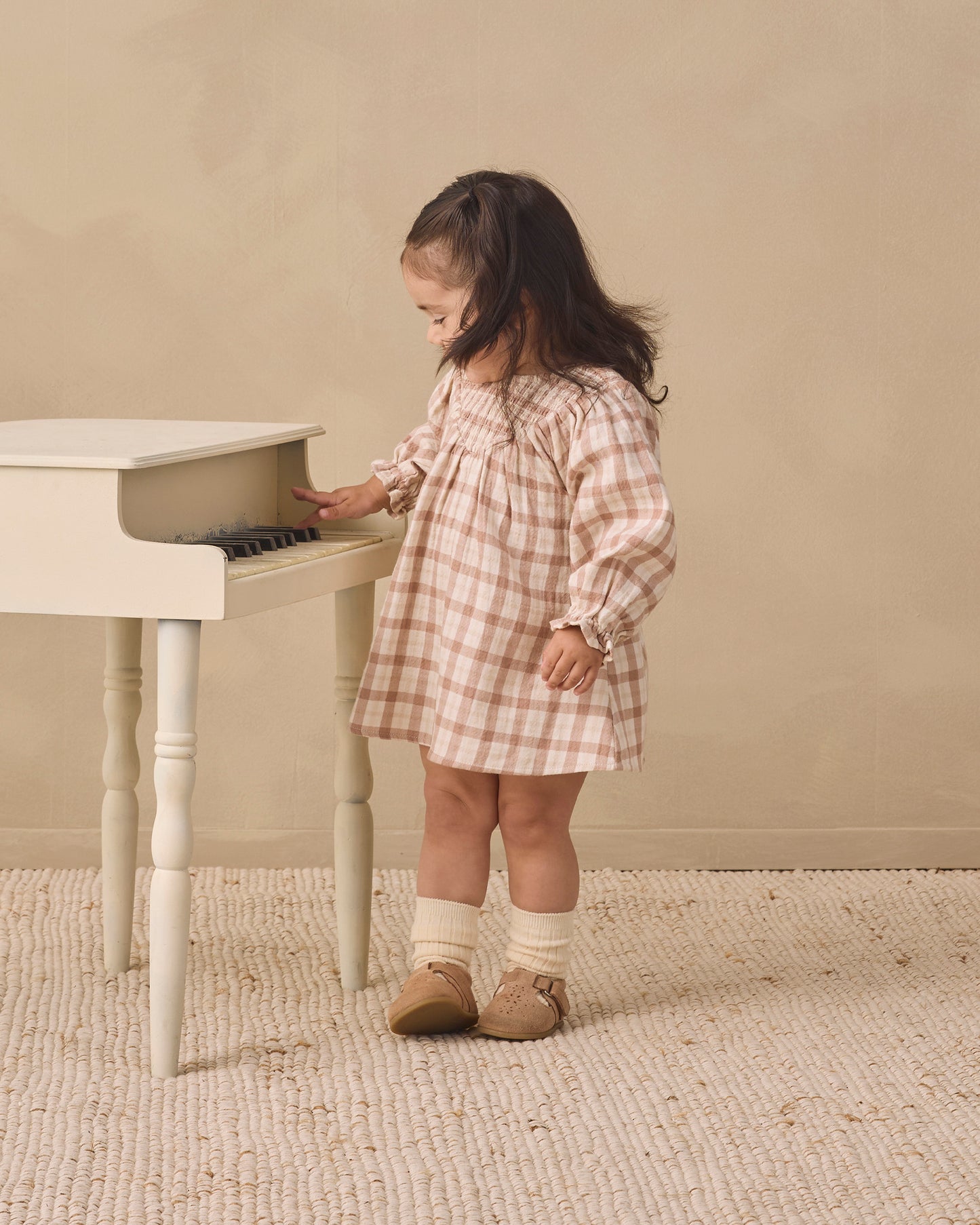 Quincy Mae V Smocked Dress - Rustic Plaid