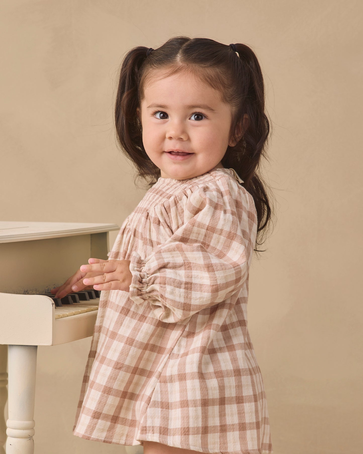 Quincy Mae V Smocked Dress - Rustic Plaid