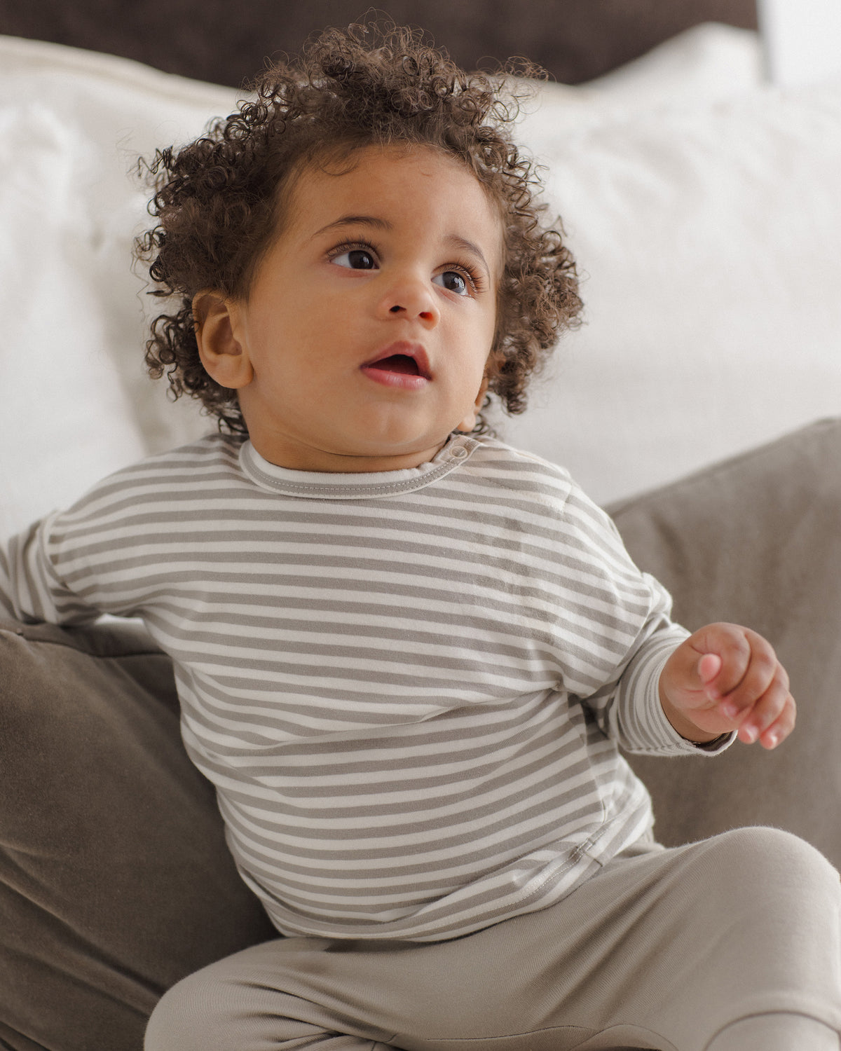 Quincy Mae Long Sleeve Tee - Laurel Stripe
