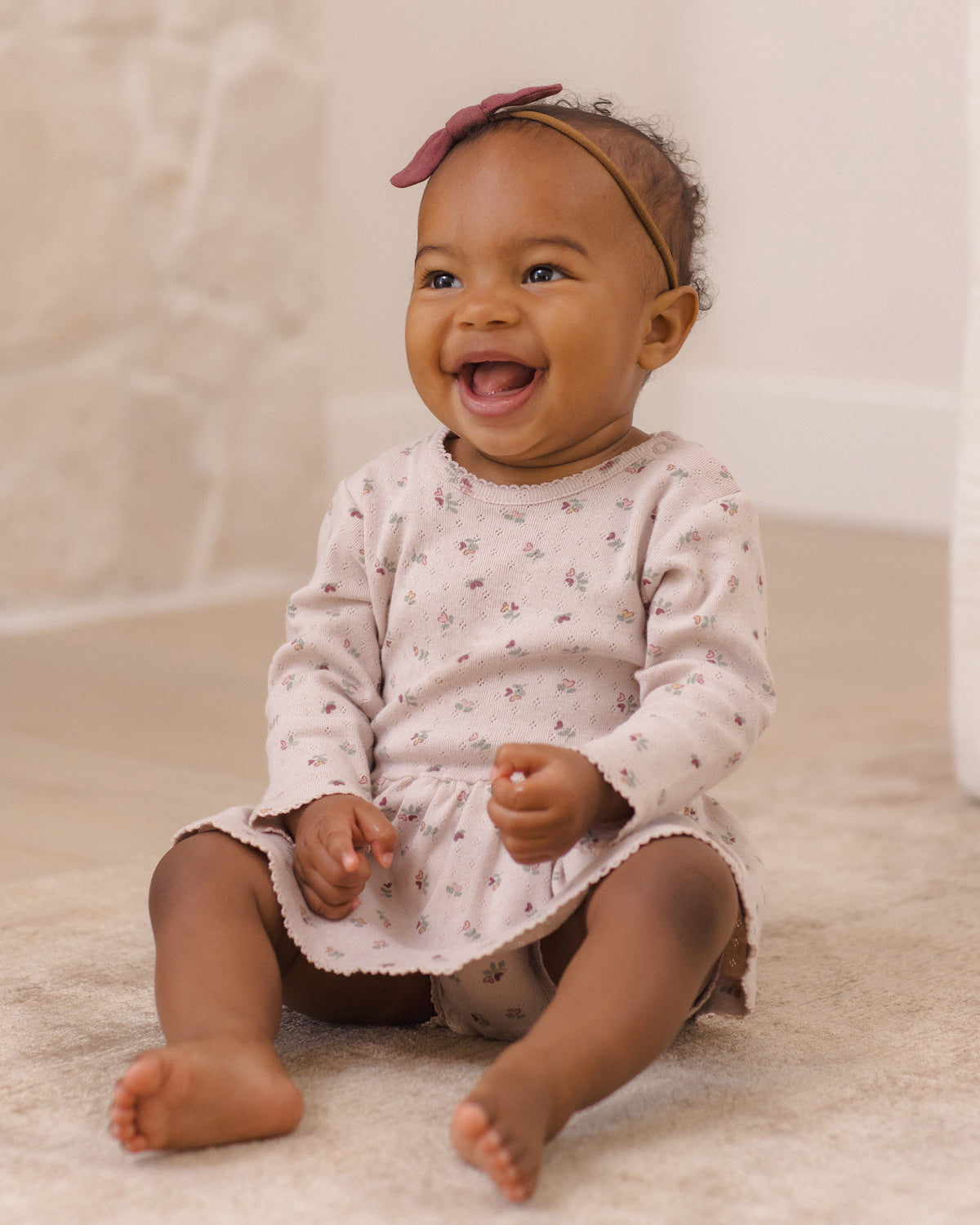 Quincy Mae Pointelle Skirted Bodysuit - Heart Ditsy