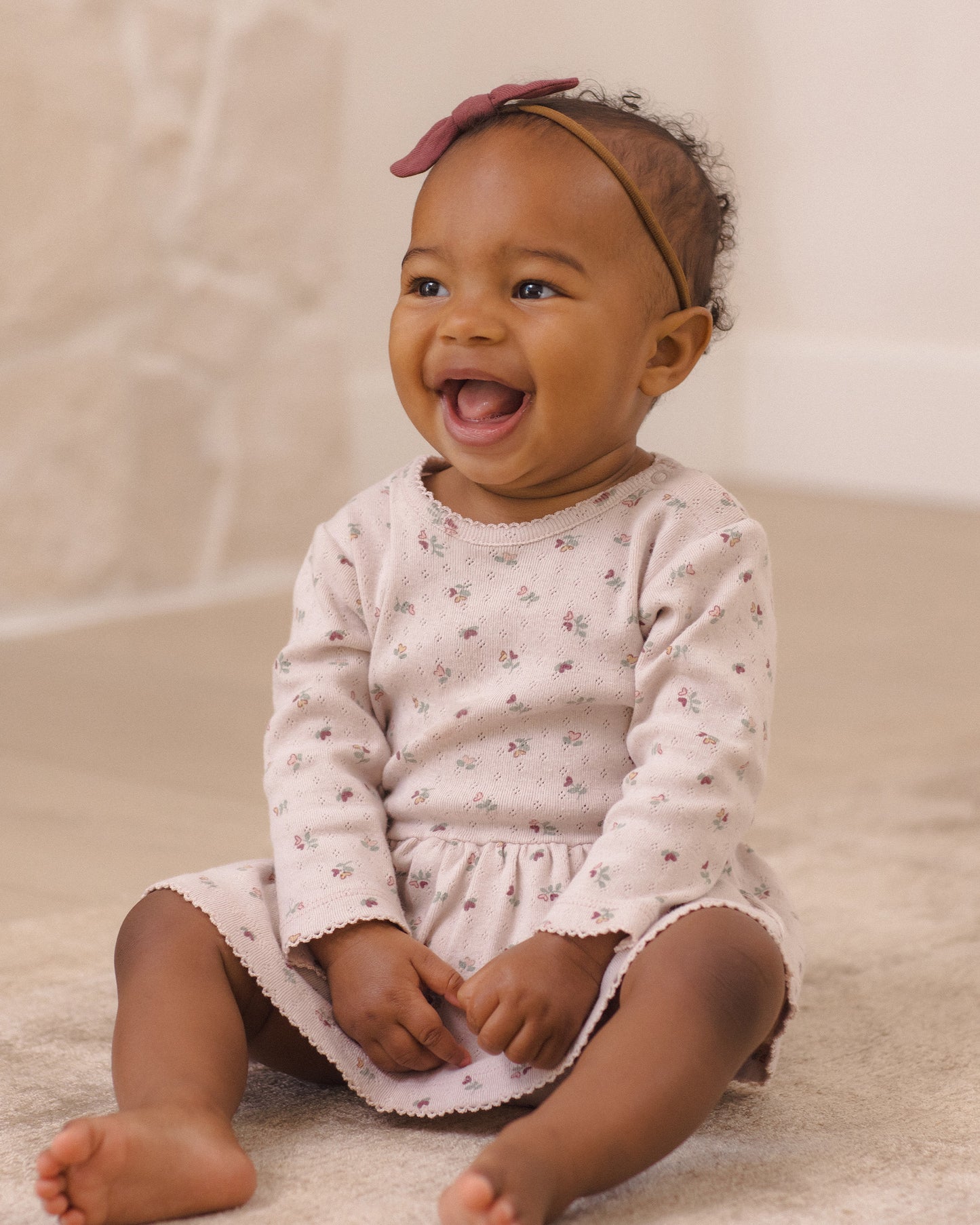 Quincy Mae Pointelle Skirted Bodysuit - Heart Ditsy