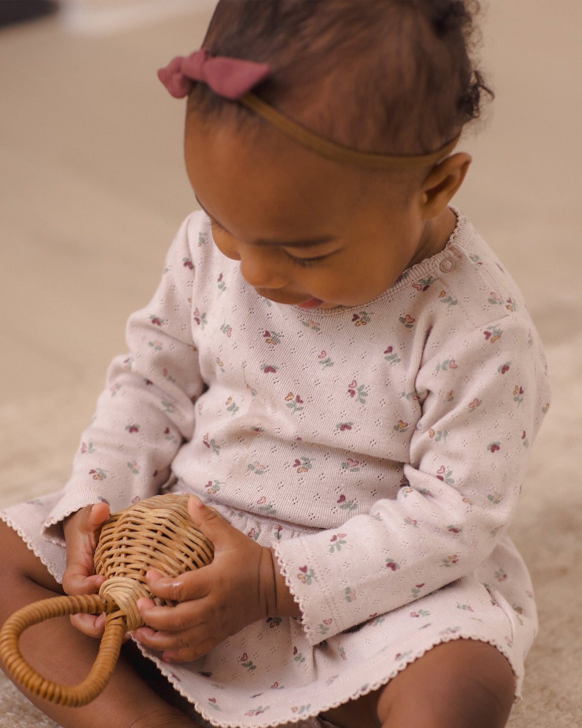 Quincy Mae Pointelle Skirted Bodysuit - Heart Ditsy