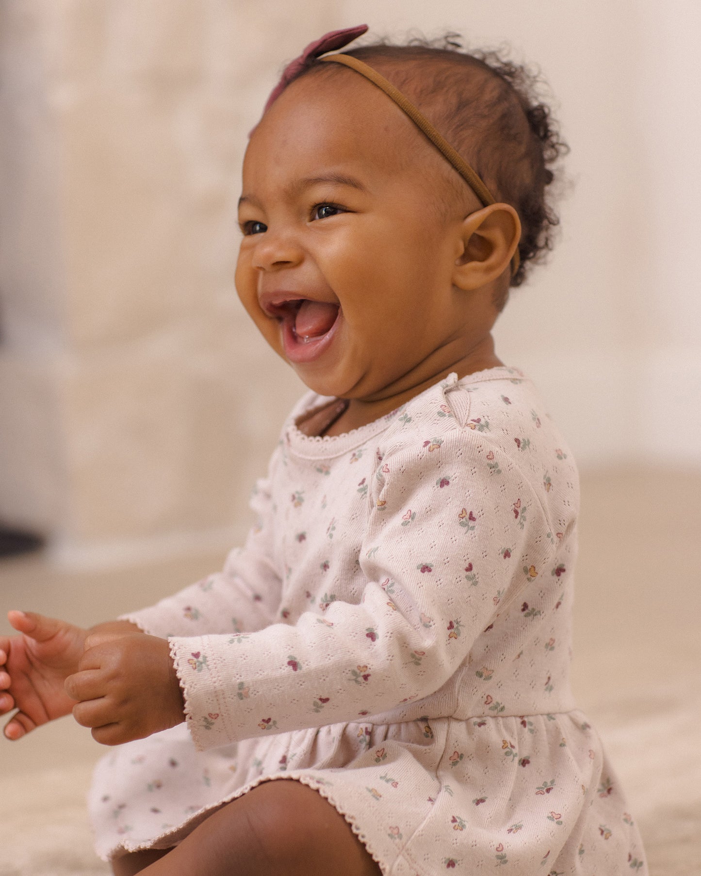 Quincy Mae Pointelle Skirted Bodysuit - Heart Ditsy