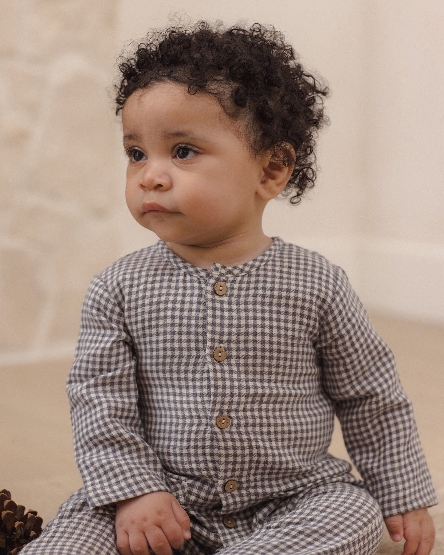 Quincy Mae Pocketed Woven Jumpsuit - Midnight Gingham