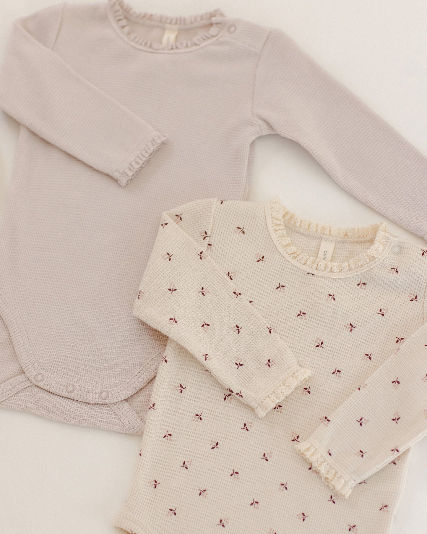 Quincy Mae Waffle Long Sleeve Bodysuit - Fall Ditsy
