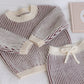 Quincy Mae Relaxed Knit Sweater - Black Cherry Stripe