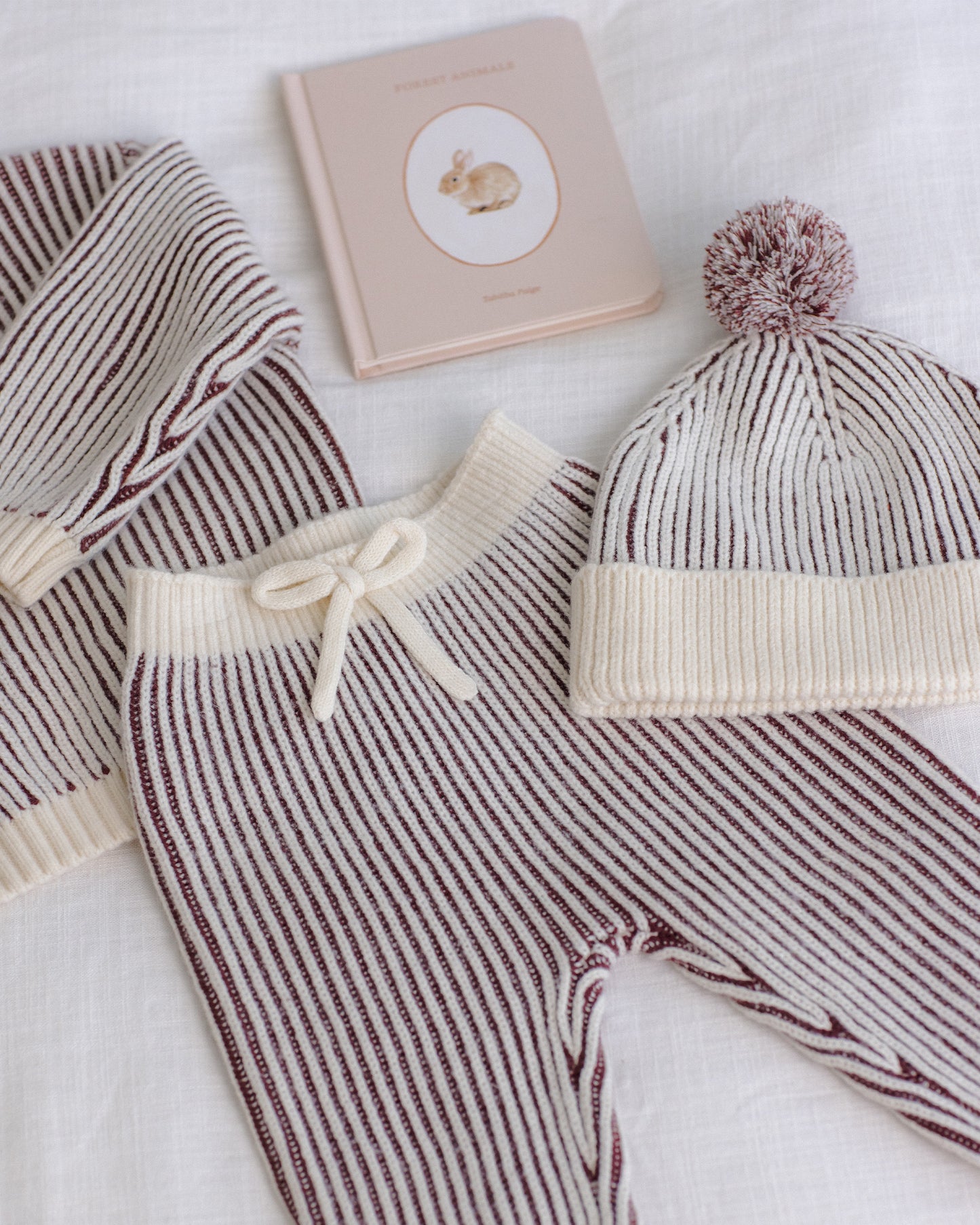 Quincy Mae Chunky Knit Pant - Cherry Stripe