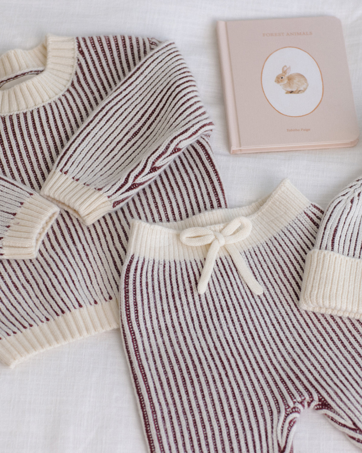 Quincy Mae Chunky Knit Pant - Cherry Stripe
