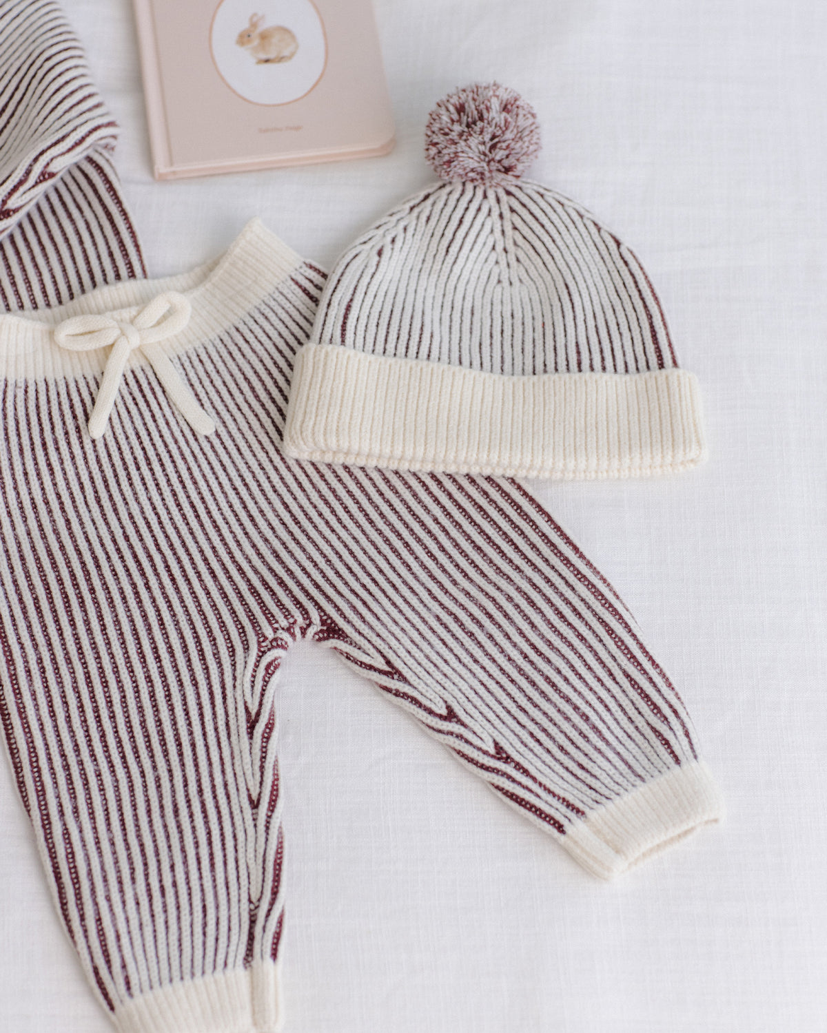 Quincy Mae Chunky Knit Pant - Cherry Stripe