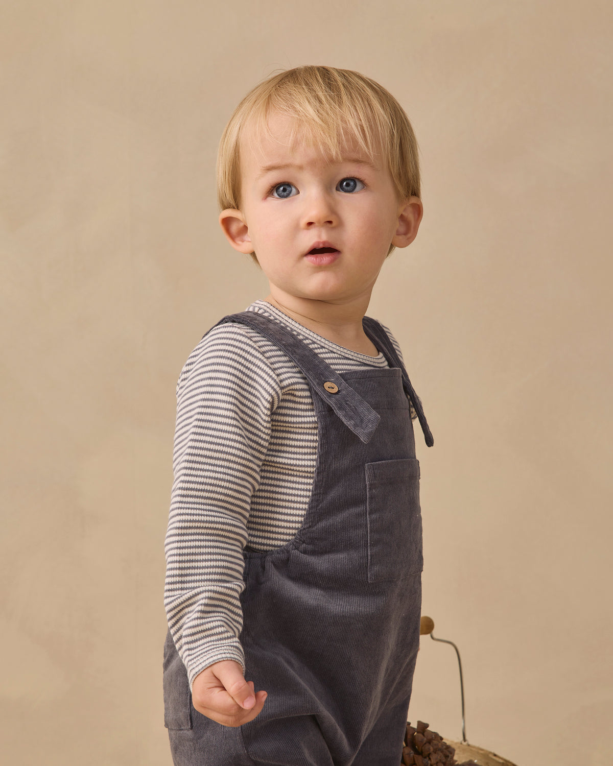 Quincy Mae Waffle Long Sleeve Bodysuit - Midnight Microstripe