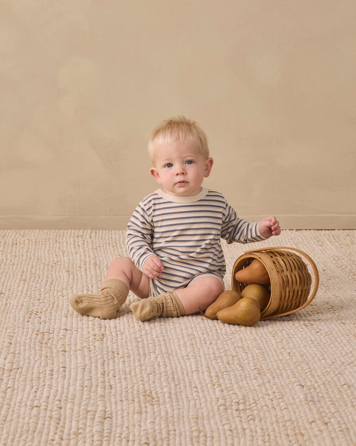 Quincy Mae Long Sleeve Romper - Vintage Stripe