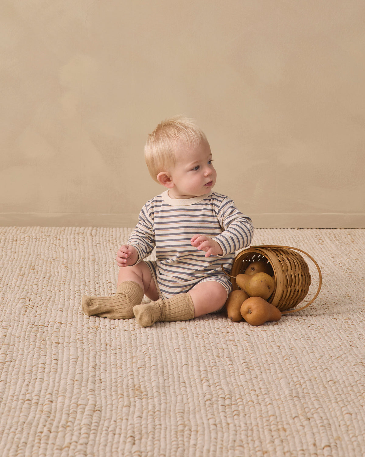 Quincy Mae Long Sleeve Romper - Vintage Stripe