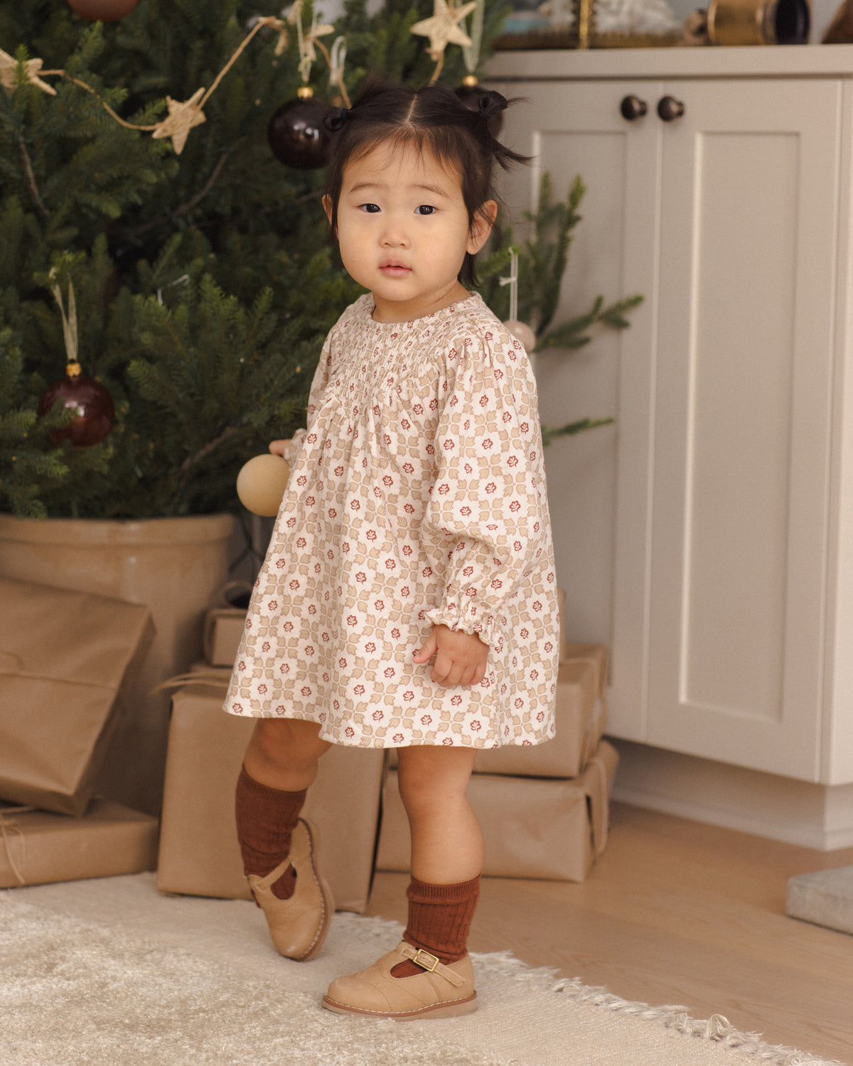 Quincy Mae V Smocked Dress - Winter Rose