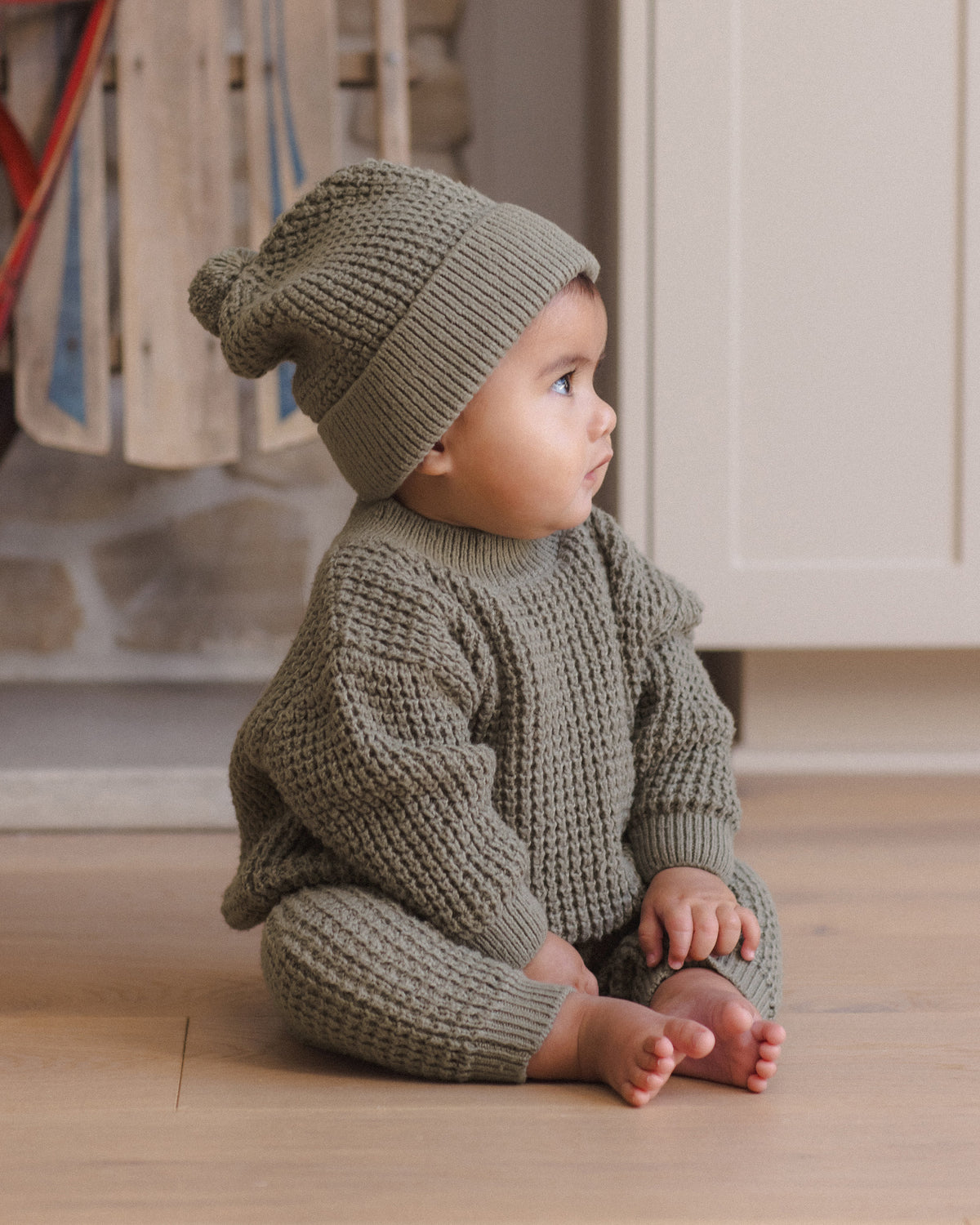 Quincy Mae Chunky Knit Pant - Spruce