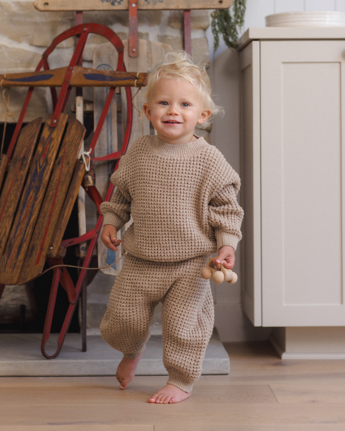 Quincy Mae Chunky Knit Sweater - Heathered Latte