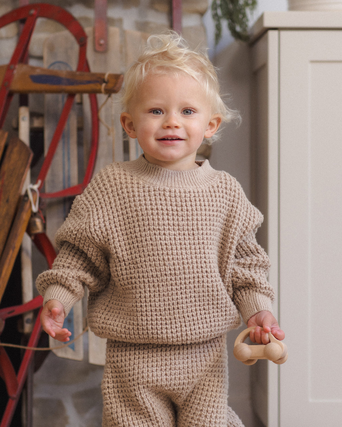 Quincy Mae Chunky Knit Sweater - Heathered Latte