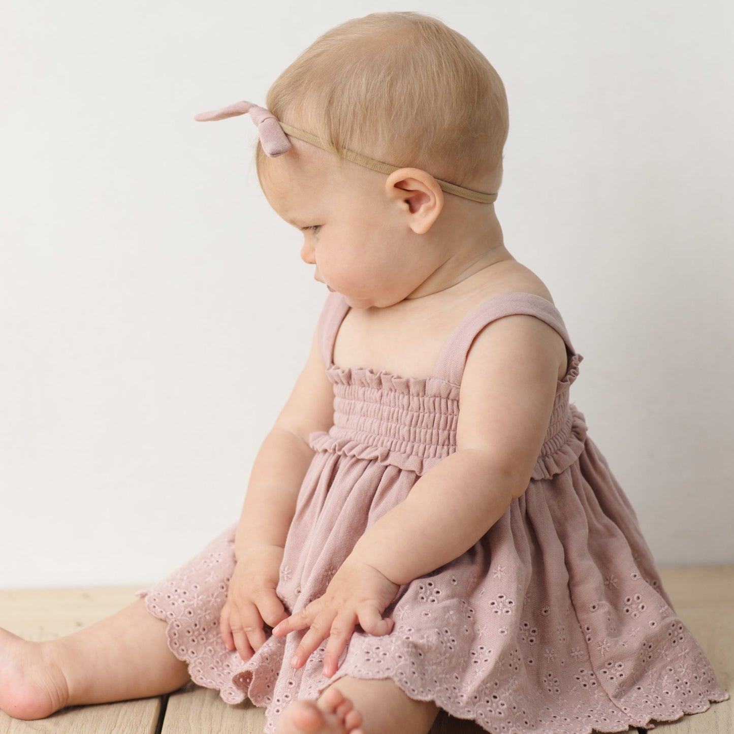 Quincy Mae Mae Smocked Top + Bloomer Set - Mauve