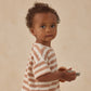 Quincy Mae Terry Tee + Short Set - Latte Stripe