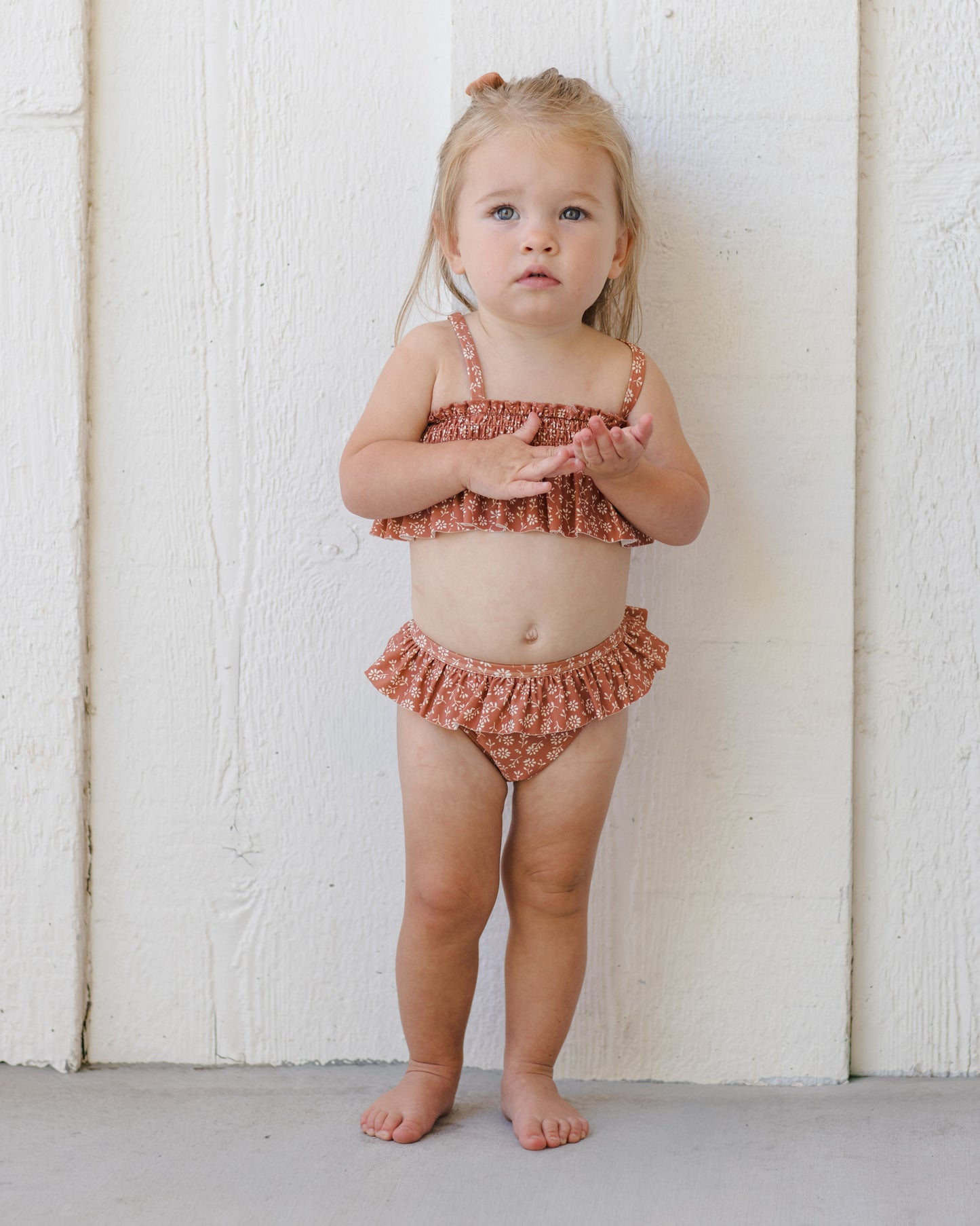 Quincy Mae Smocked Ruffle Bikini - Poppy Floral