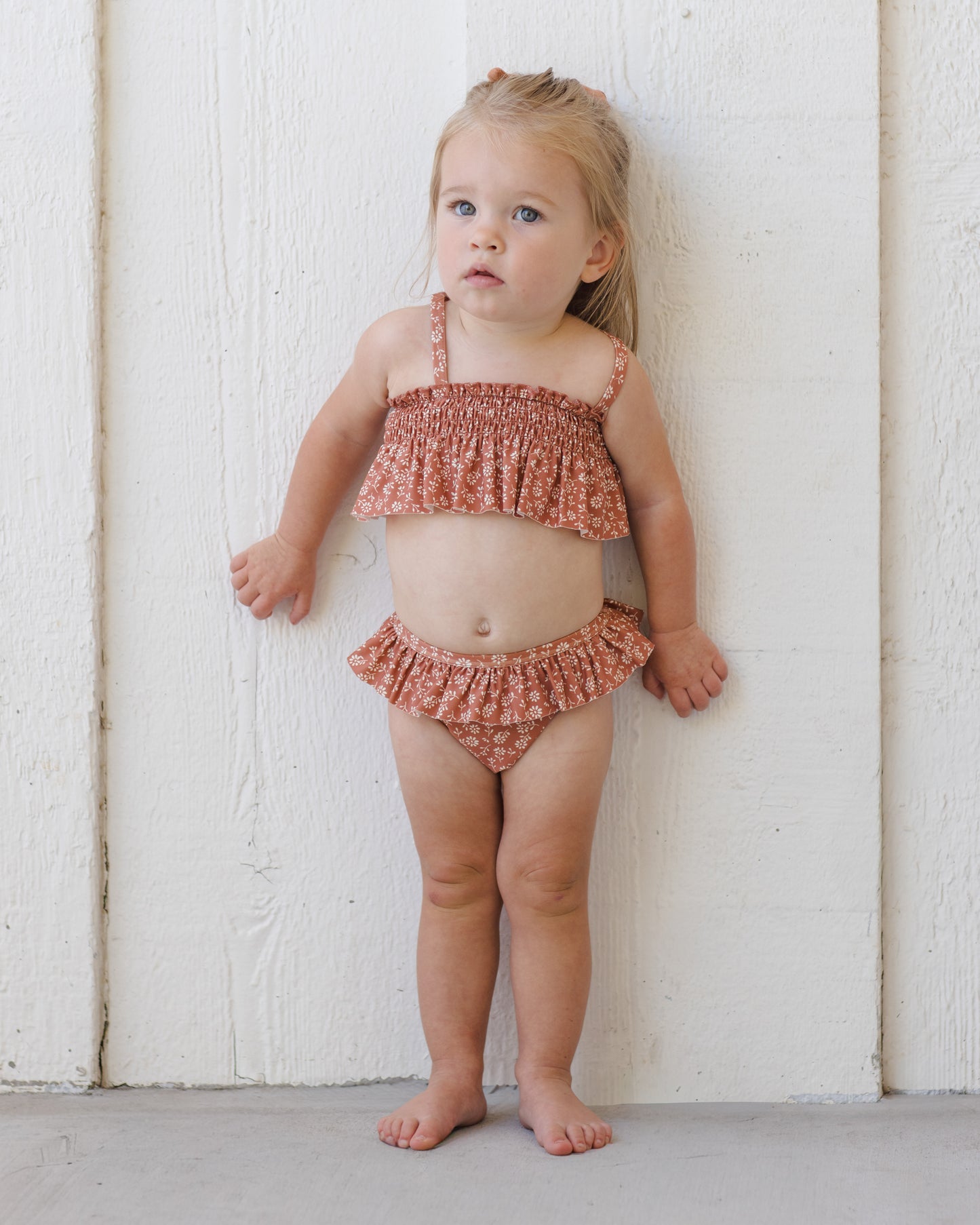 Quincy Mae Smocked Ruffle Bikini - Poppy Floral