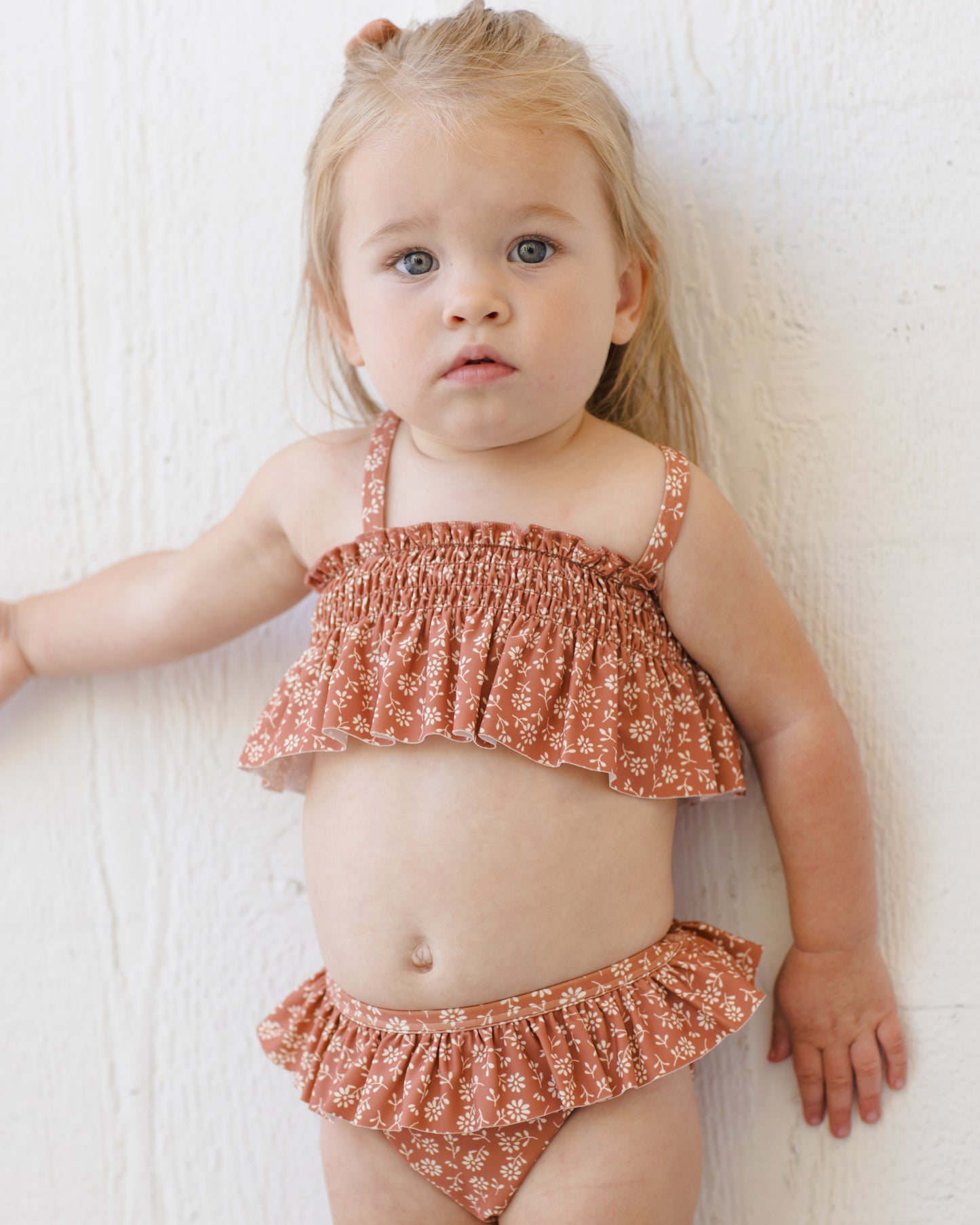 Quincy Mae Smocked Ruffle Bikini - Poppy Floral
