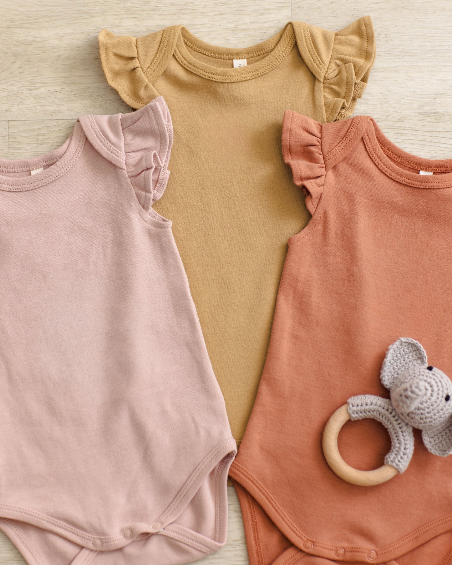 Quincy Mae Flutter Sleeve Bodysuit - Honey