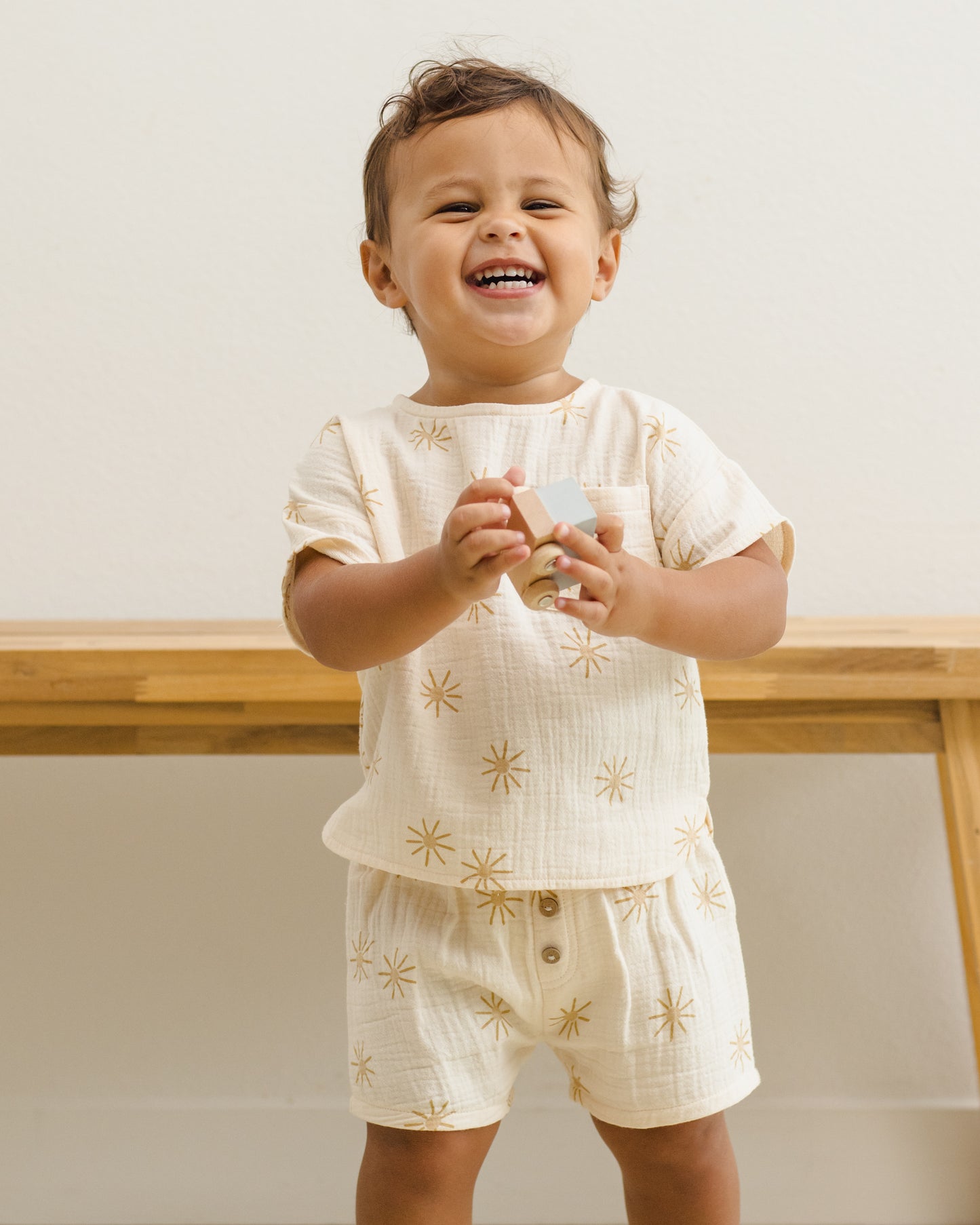 Quincy Mae Woven Boxy Top - Sunburst