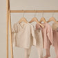 Quincy Mae Wrap Top + Footed Pant Set - Oat Micro Stripe