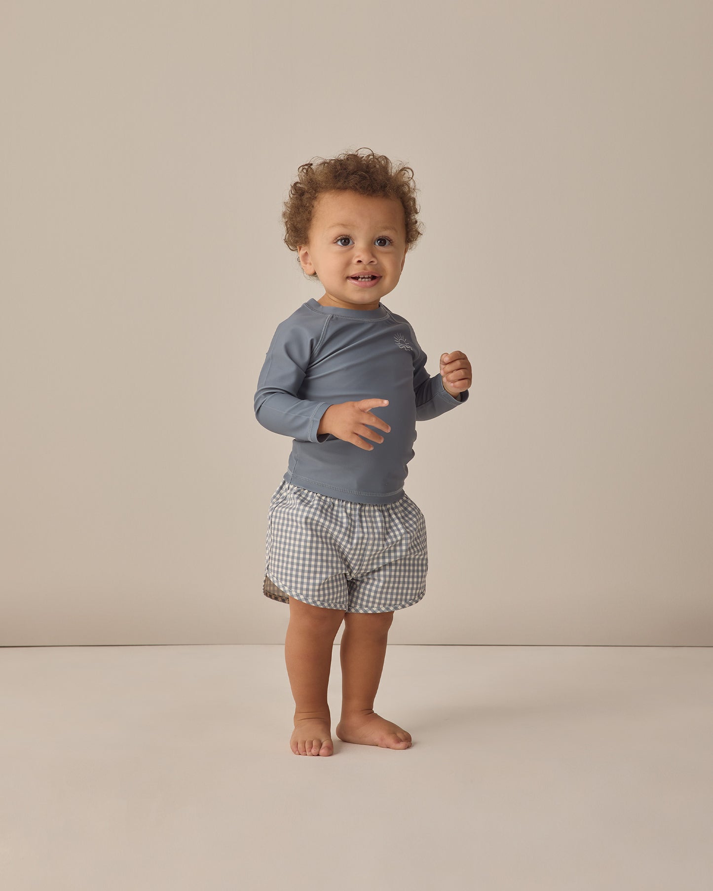 Quincy Mae Boys Swim Short - Ocean Gingham