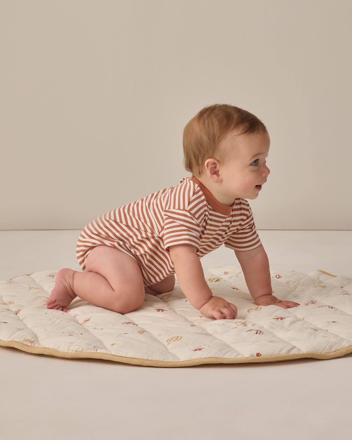 Quincy Mae Relaxed Bubble Romper - Poppy Stripe