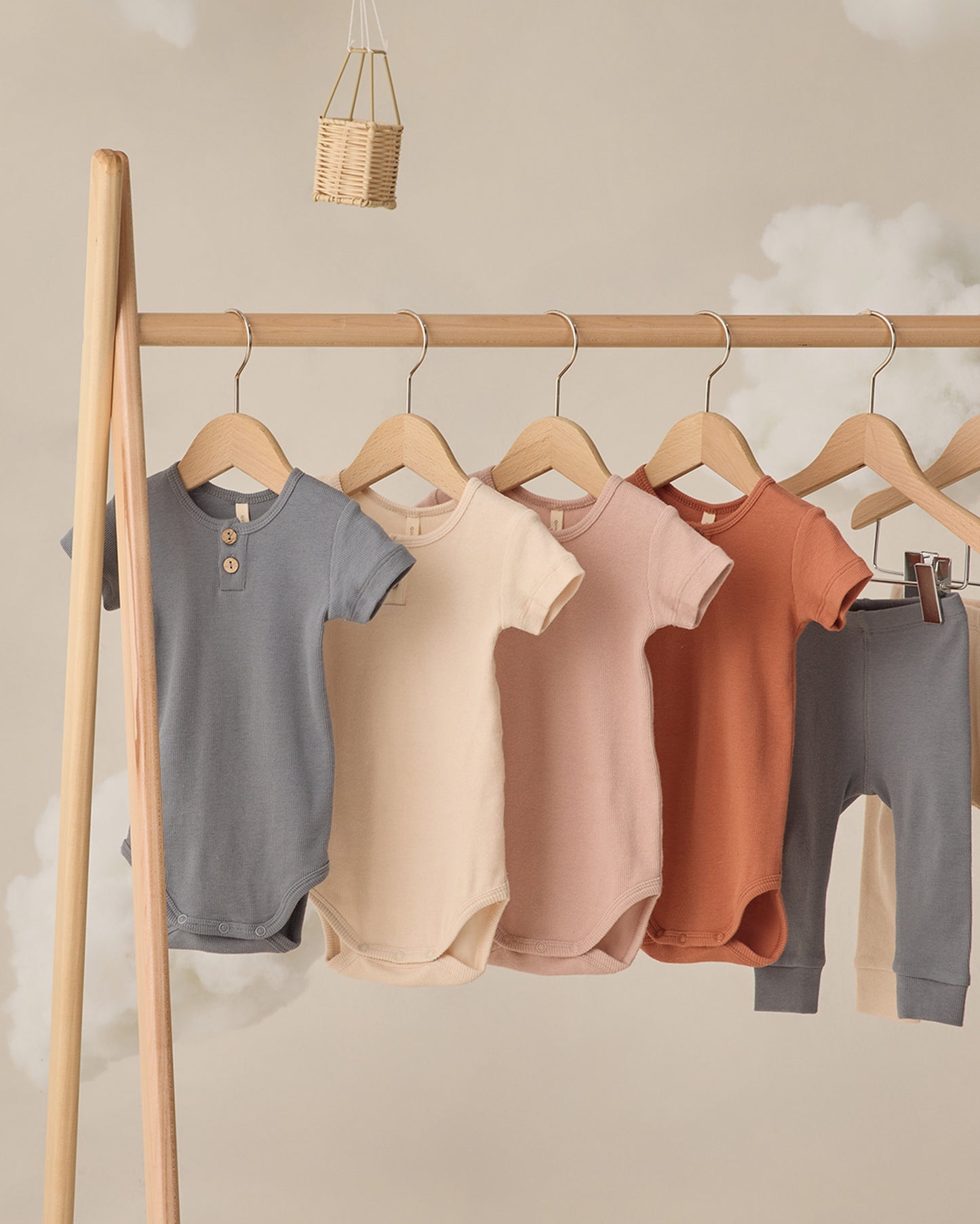 Quincy Mae Ribbed Henley Bodysuit - Ocean