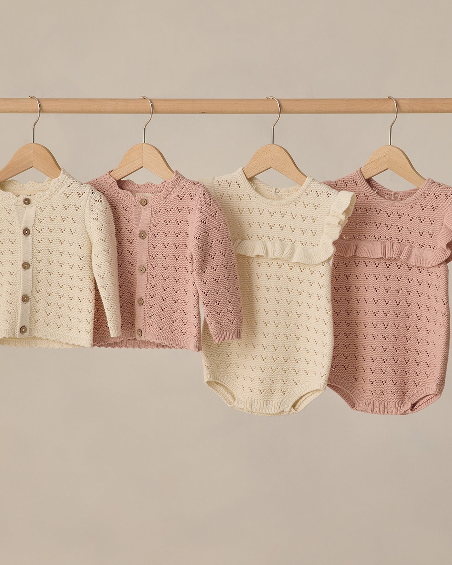 Quincy Mae Scalloped Cardigan - Blush