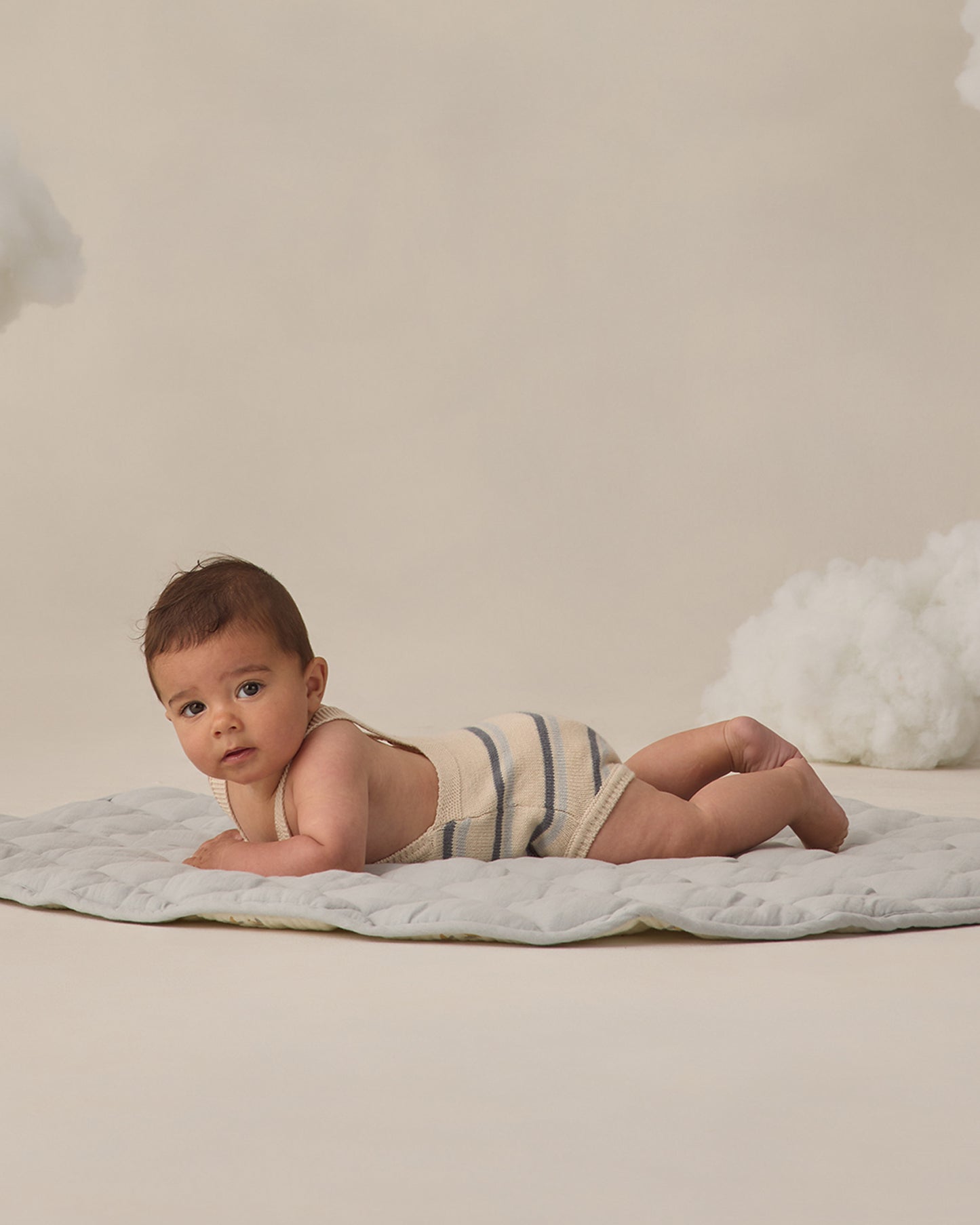 Quincy Mae Tatum Romper - Ocean Stripe
