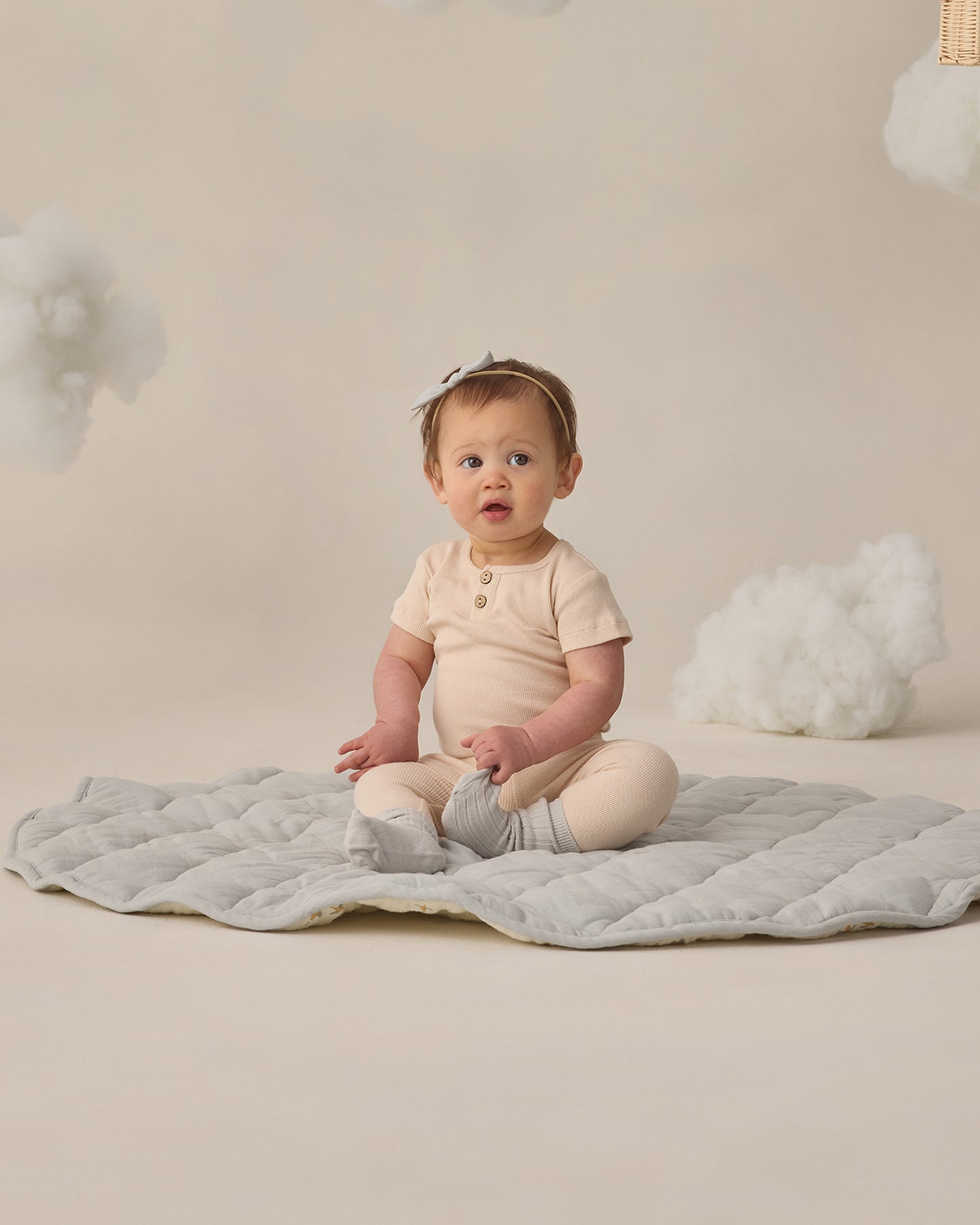 Quincy Mae Ribbed Henley Bodysuit - Ecru